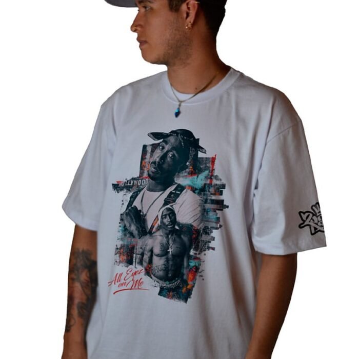 "Camiseta blanca de Tupac Shakur con diseño frontal – Ropa urbana Bellostyle