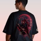 Camiseta negra de Kokushibo con diseño trasero inspirado en Kimetsu no Yaiba.