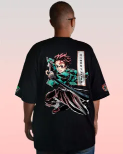 Parte trasera de la camiseta negra de Tanjiro Kamado – Kimetsu no Yaiba.
